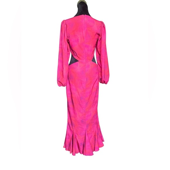 Rhode Chiara Dress Size 6 Lovers Lane Red Cutout Long Sleeve NWT Ruffle Hem - Picture 5 of 8